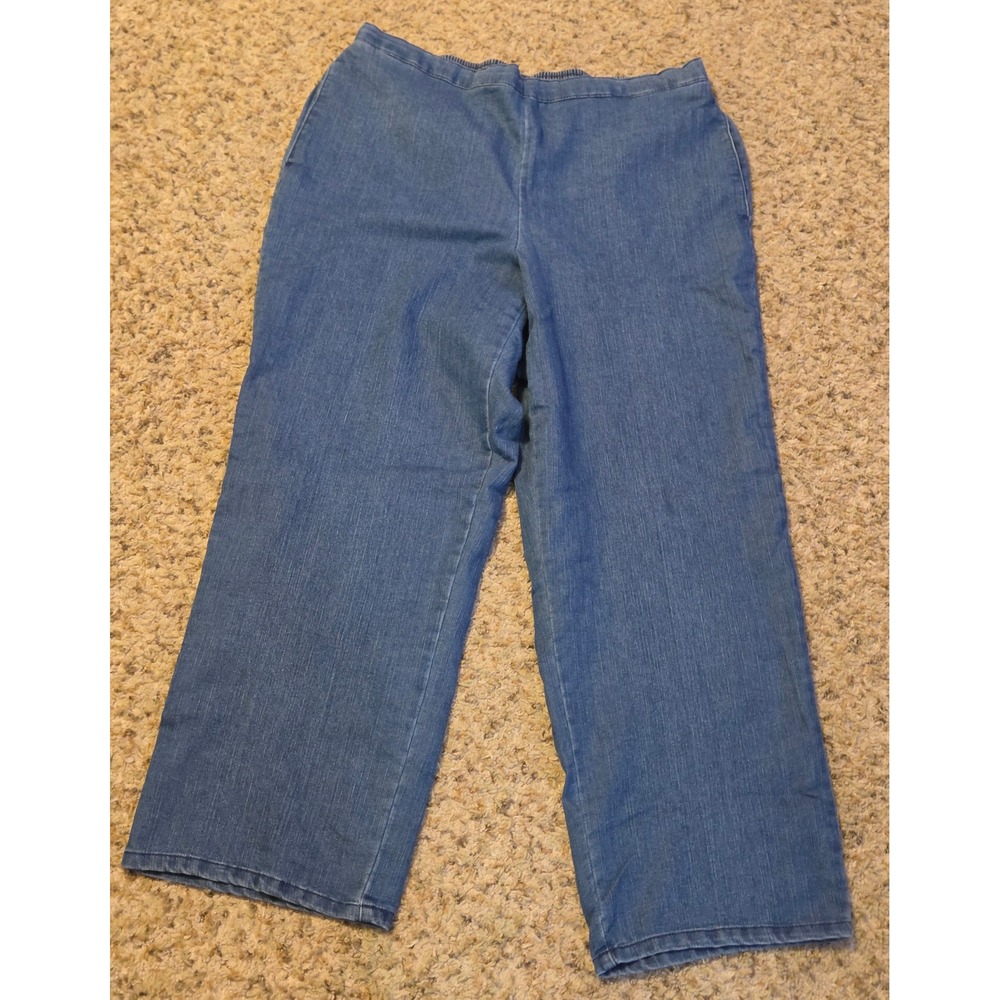 Alfred Dunner Elastic Waistband Trouser Pants Women's 14 Blue Spandex Blend